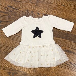 Little Me White Quilted Star Dress